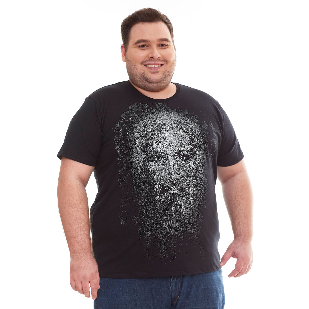 Camiseta Plus Size Face de Cristo DVP11479 - Preto  