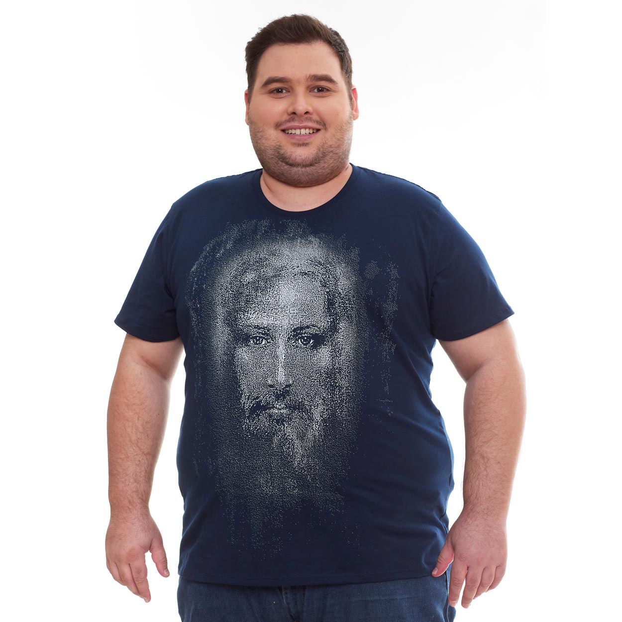 Camiseta Plus Size Face de Cristo DVP11479 - Azul  