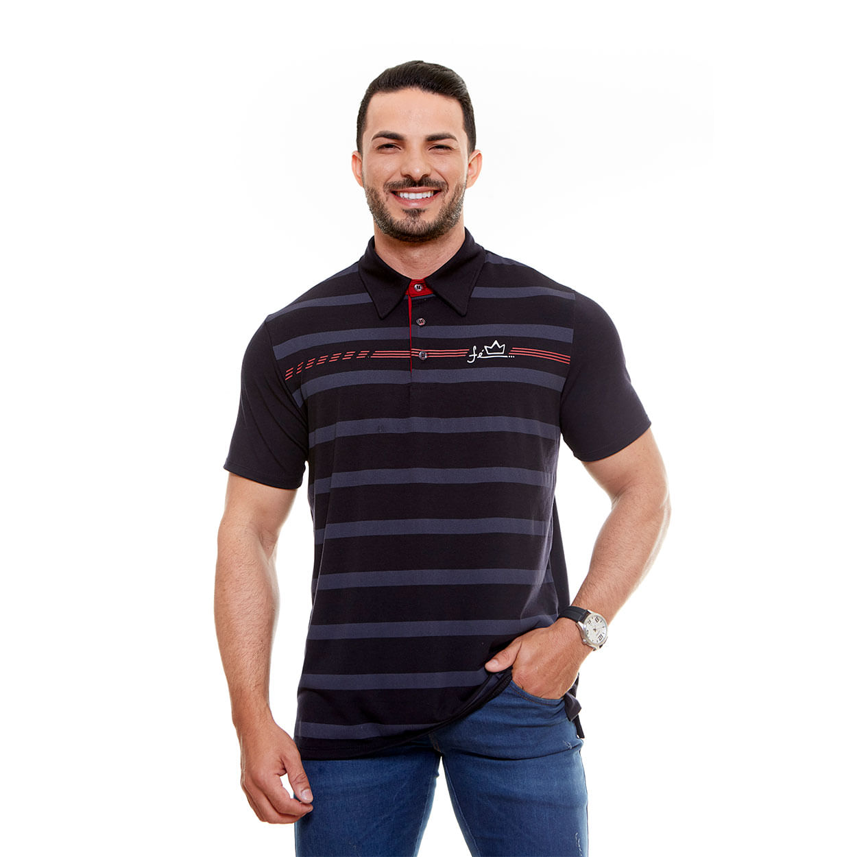 Camiseta Gola Polo Fé GMP9809 - Preto  