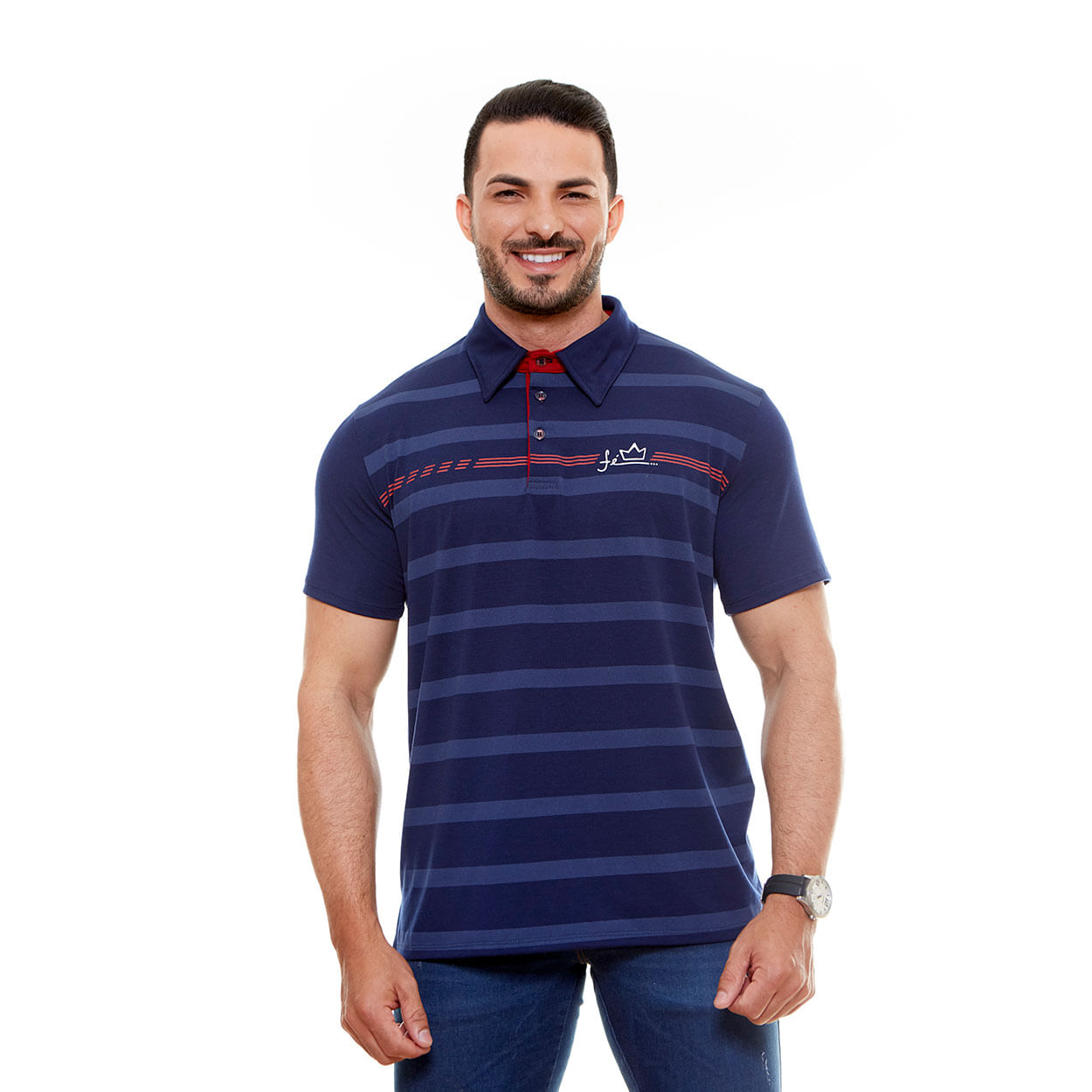 Camiseta Gola Polo Fé GMP9809 - Azul Escuro  