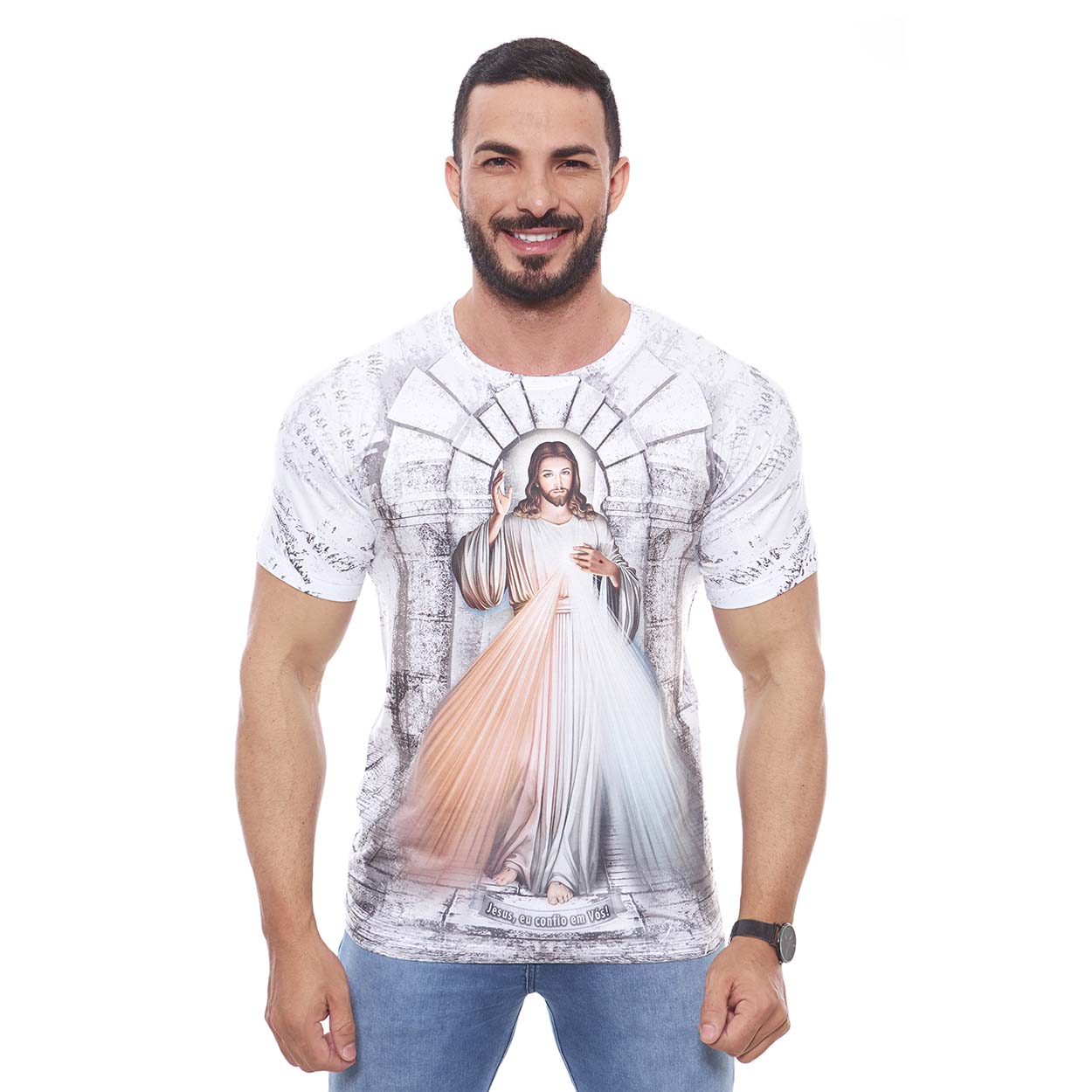 Branco  - Camiseta Jesus Misericordioso DV9888 - OUTLET