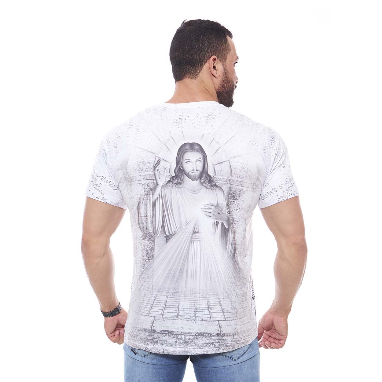 Branco  - Camiseta Jesus Misericordioso DV9888 - OUTLET