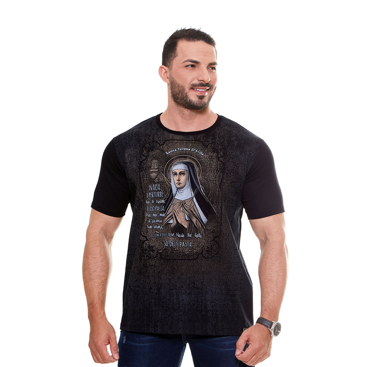 Preto  - Camiseta Santa Teresa D' Avila DV9456 - OUTLET