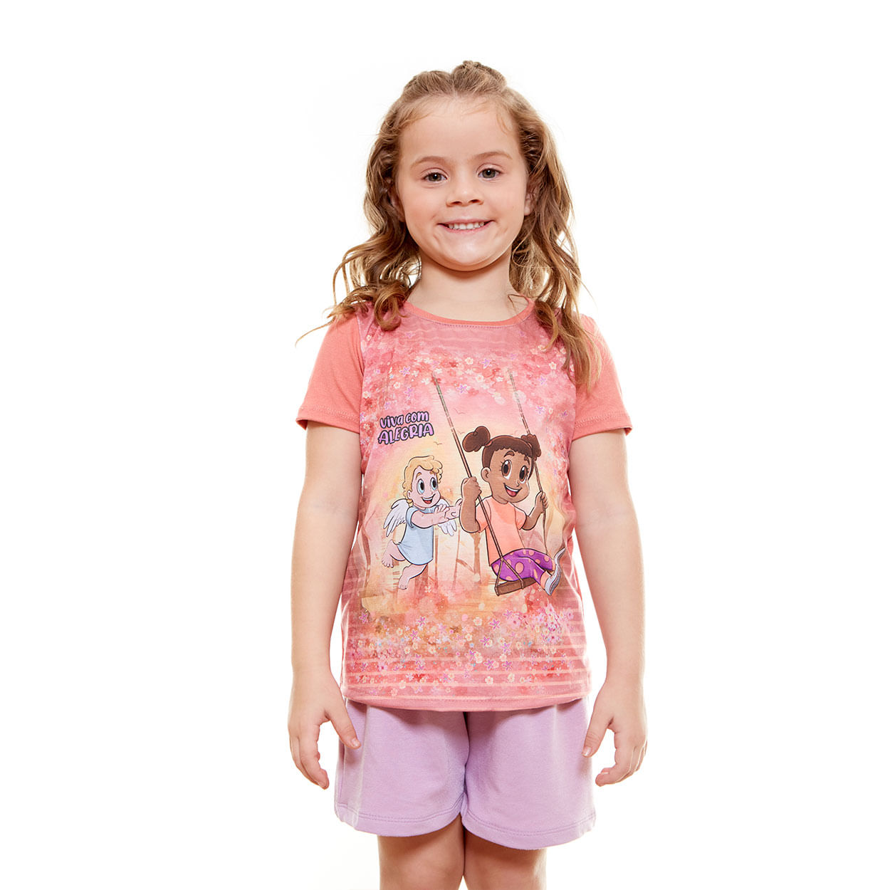 Conjunto infantil Viva com alegria AKJ9611 - RS Rose / Lavanda Erva  