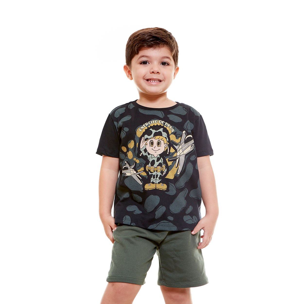 Conjunto infantil Exército de Deus AKJ9615 - Preto / Verde  