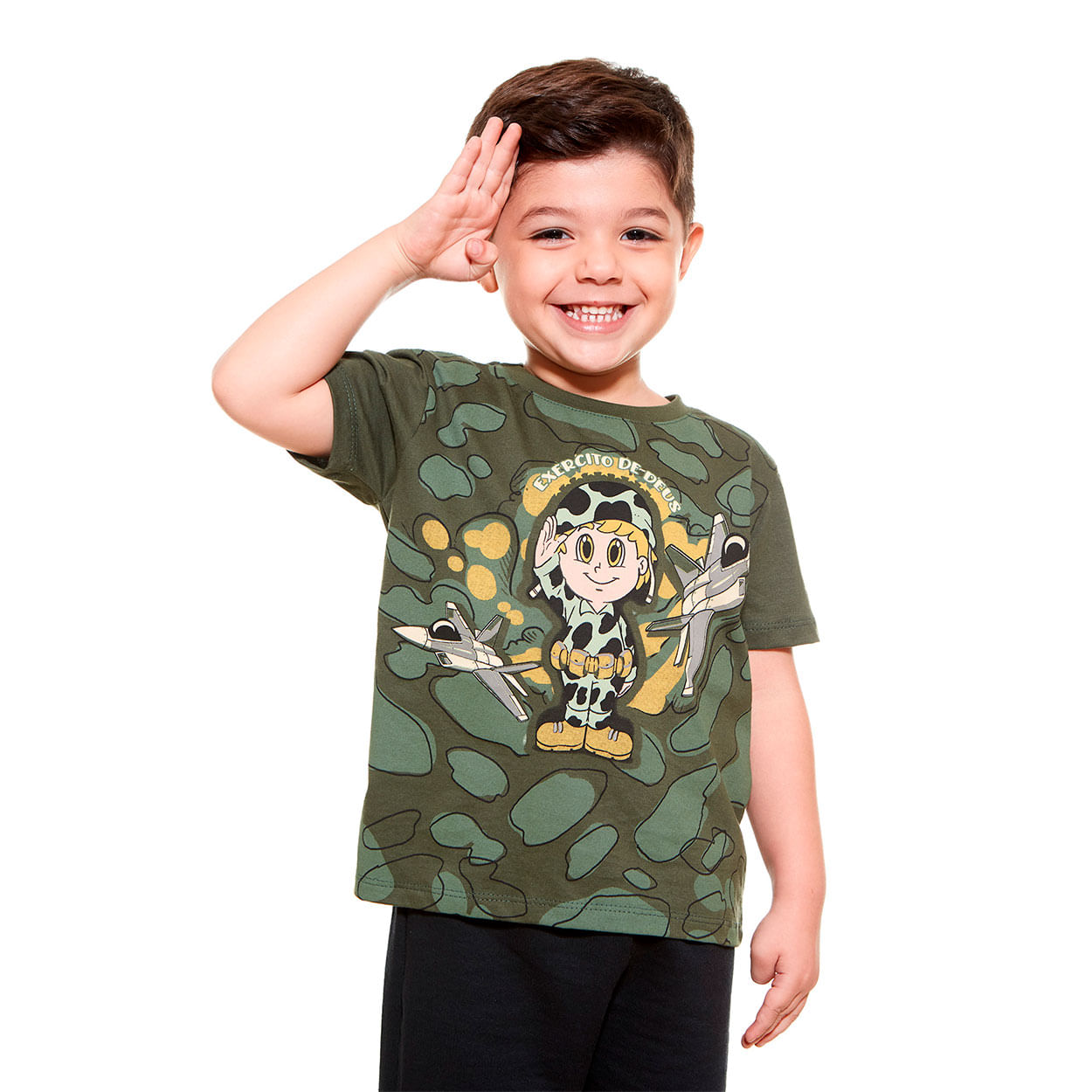 Conjunto infantil Exército de Deus AKJ9615 - Verde / Preto  