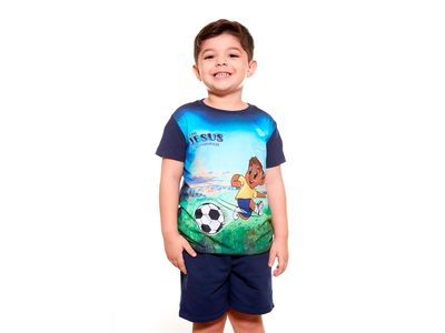 Conjunto infantil Com Jesus é Bola na Rede AKJ9617