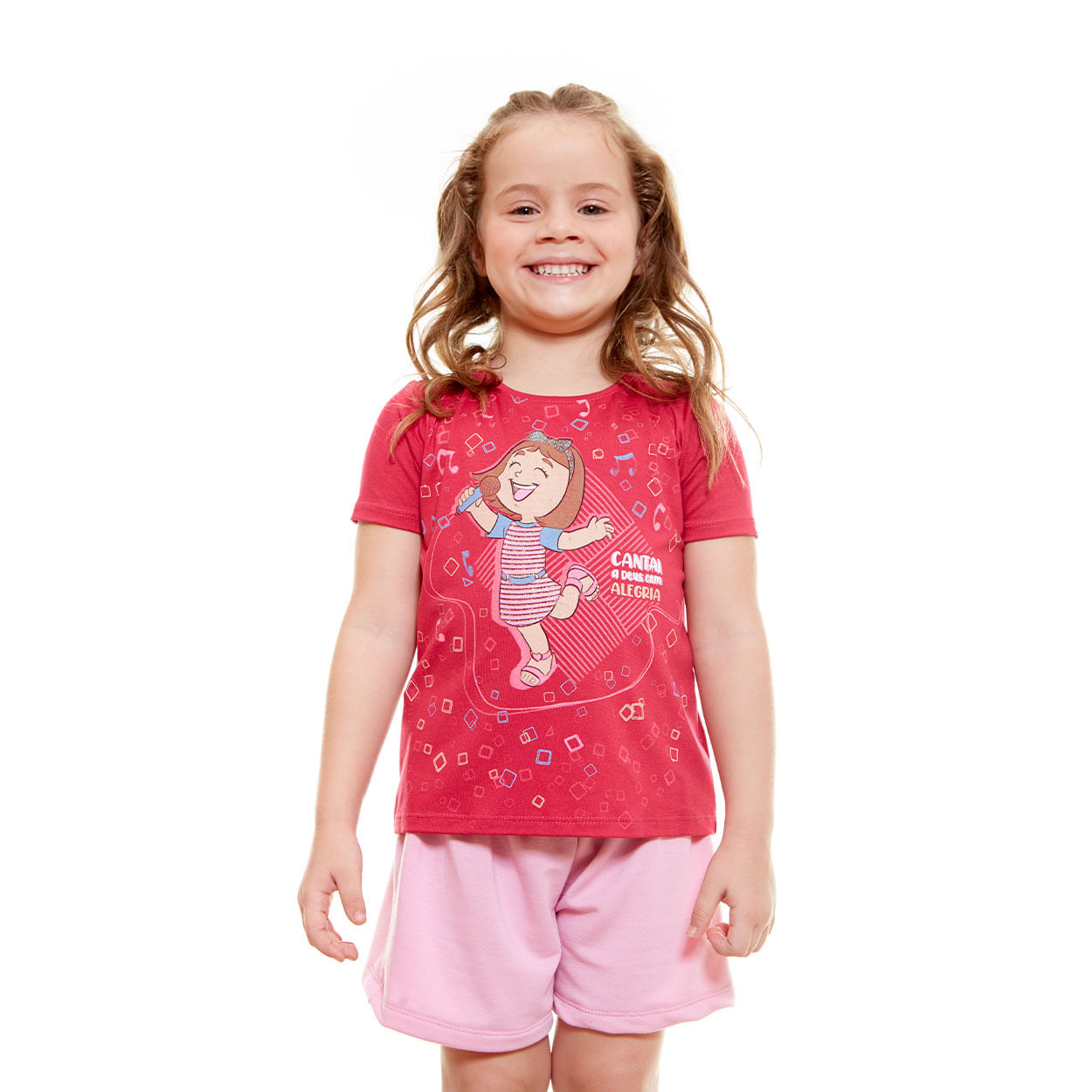 Rosa Pink  - Conjunto infantil Cantai a Deus com Alegria AKJ9811