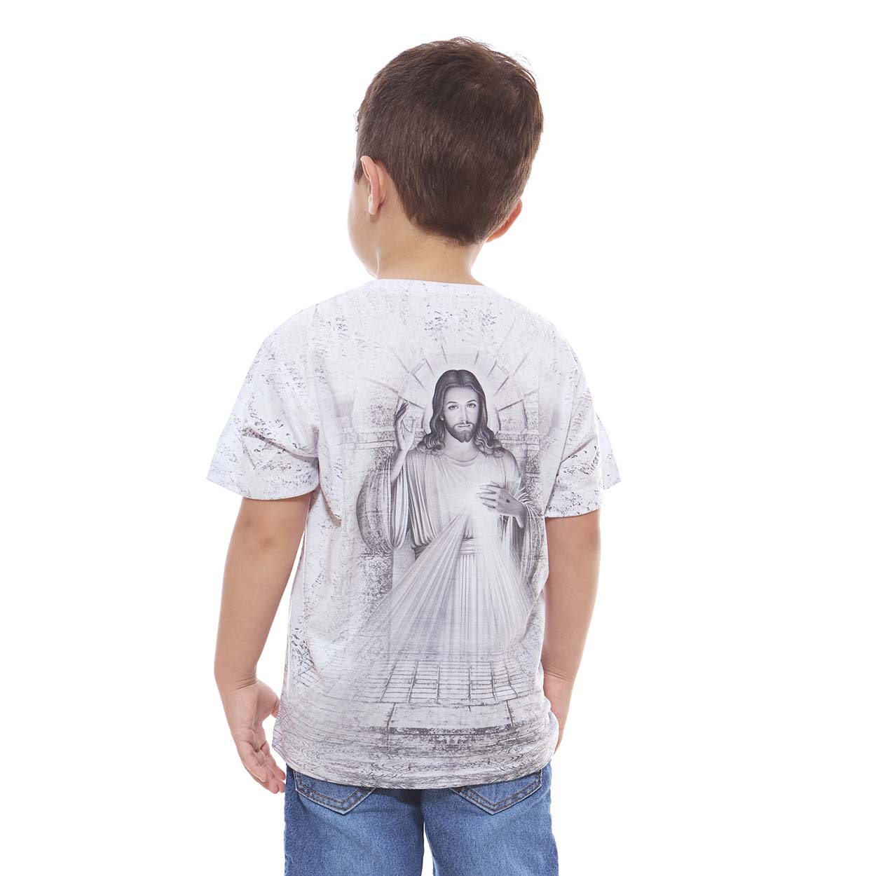 Camiseta infantil Jesus Misericordioso Unissex DV9890 - OUTLET - Branco  