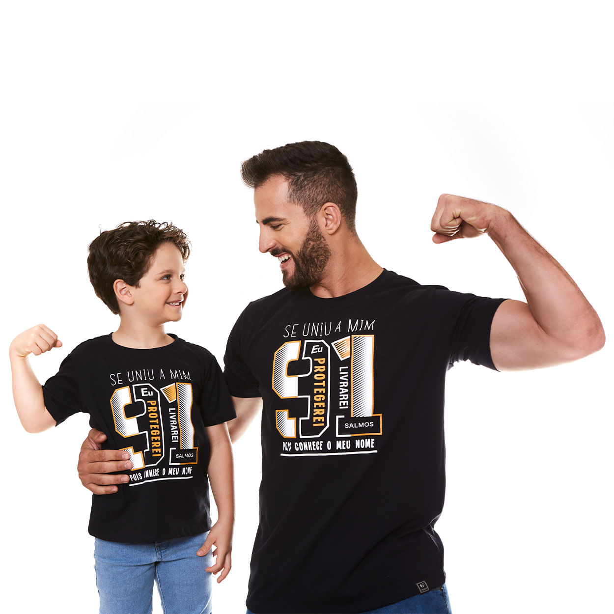 Camiseta Infantil Se uniu a mim,Eu protegerei,livrarei,pois conhece Meu nome MS9433 - Outlet - Preto  