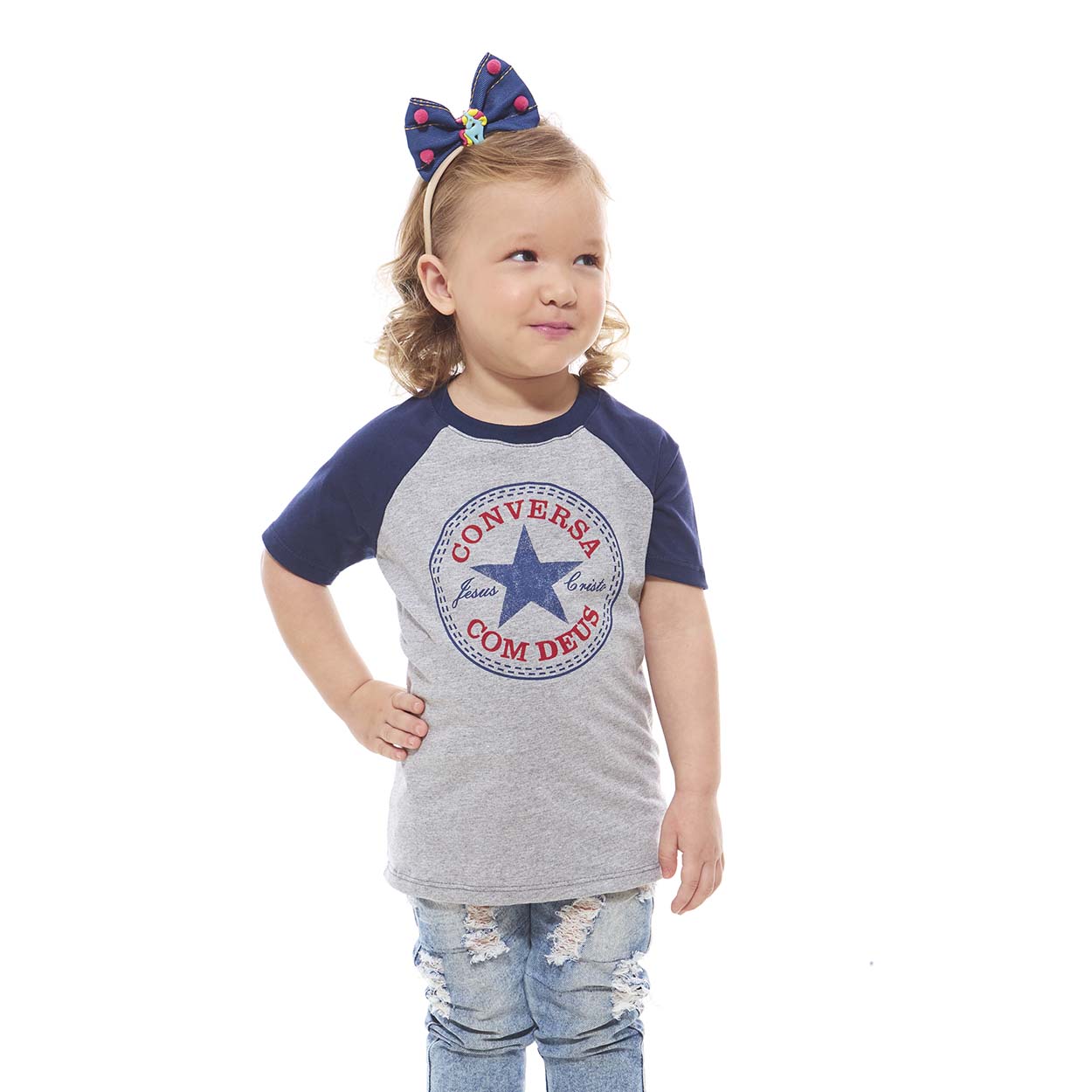 Camiseta infantil Conversa Com Deus MS9820 - CZ Mescla Claro  