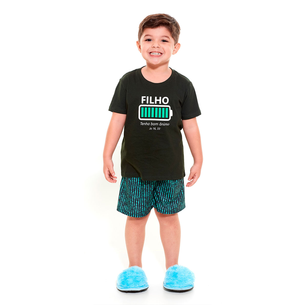 Pijama infantil Filho tenha bom ânimo Jo 16,33 PJ9559 - Verde  