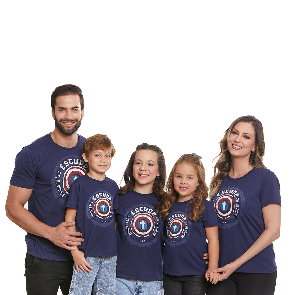 Camiseta Infanto Juvenil Senhor Tu és o Escudo que me Protege MS11719 - Azul Marinho  