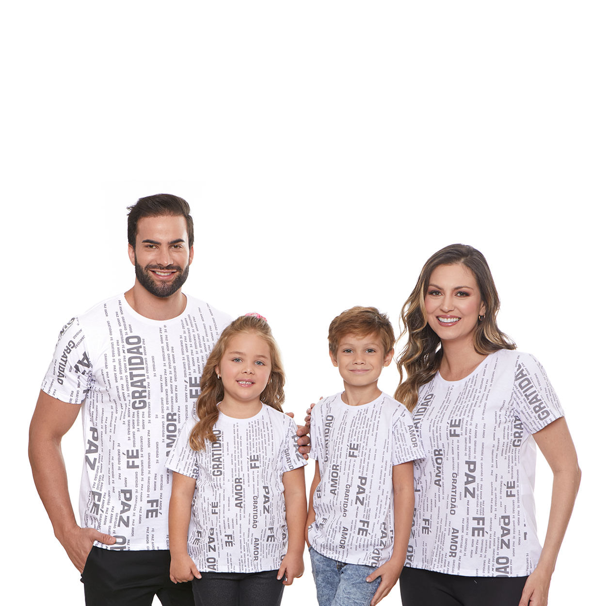 Branco  - Camiseta Infantil Amor, Fé, Gratidão e Paz MS11834