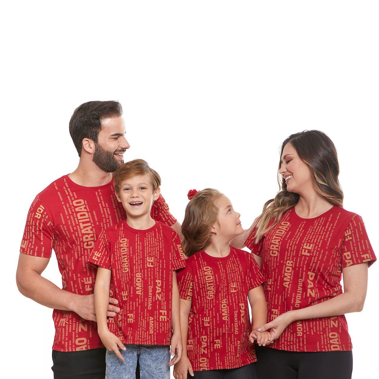 Vermelho cereja  - Camiseta Infantil Amor, Fé, Gratidão e Paz MS11834