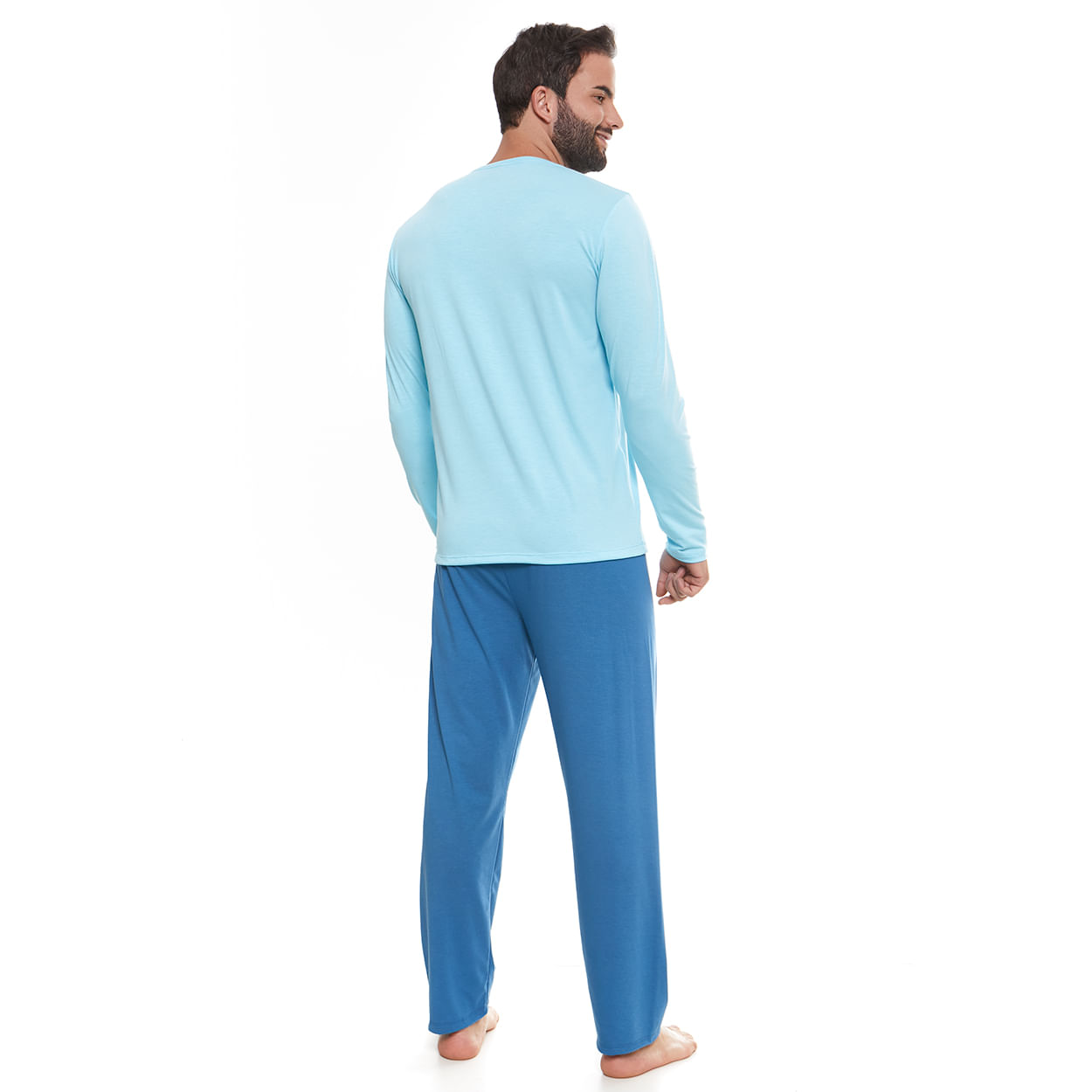 Pijama Masculino Descanso no Senhor e espero nele PJ11551 - Azul  