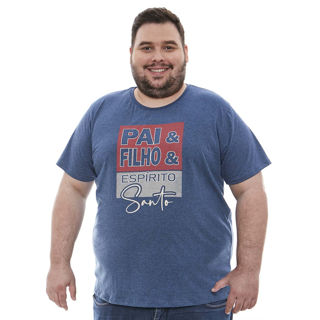 Camiseta Plus Size Pai e Filho e Espírito Santo MSP11732 - Azul  