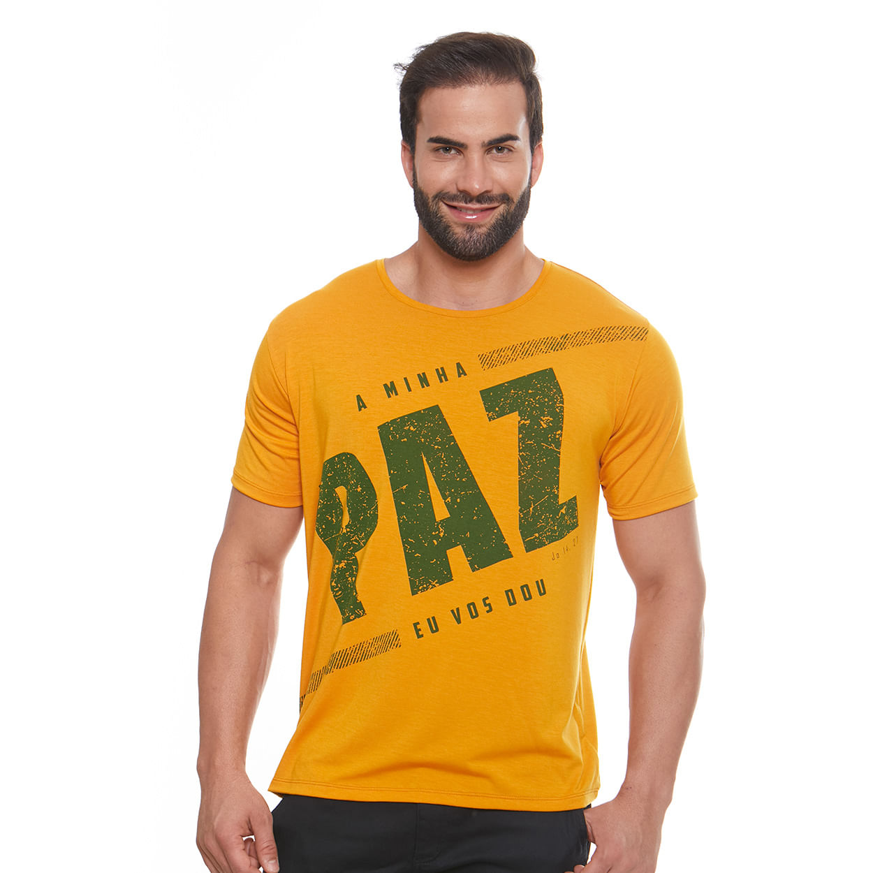 Camiseta A Minha Paz Eu Vos Dou MS11405 - Amarelo Mostarda  