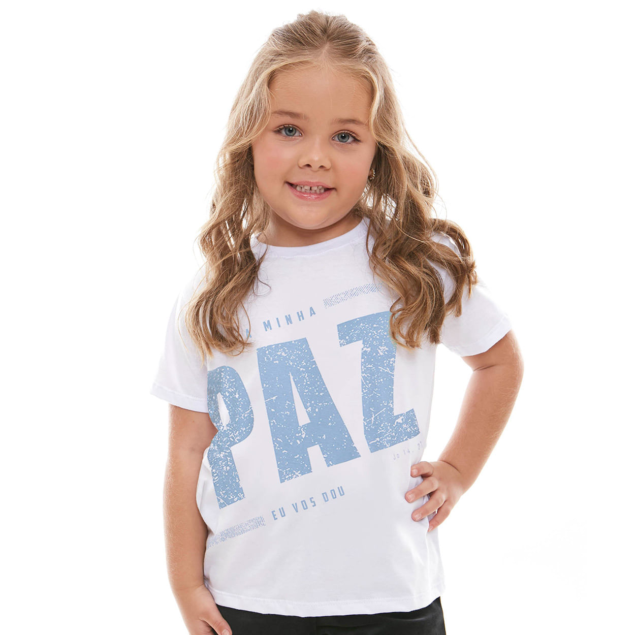 Camiseta Infantil Juvenil A Minha Paz Eu Vos Dou MS11845 - Branco  