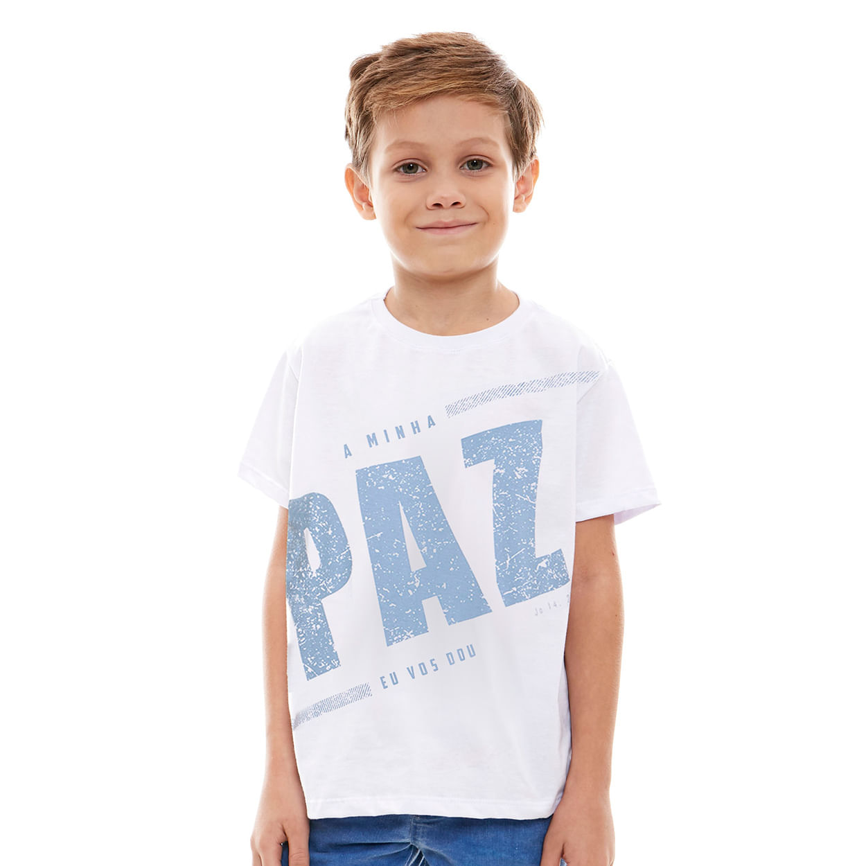 Camiseta Infantil Juvenil A Minha Paz Eu Vos Dou MS11845 - Branco  