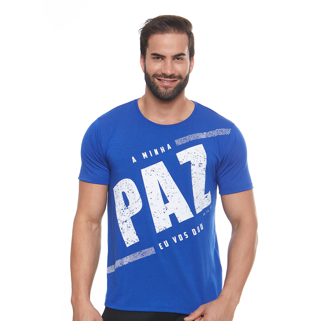 Camiseta A Minha Paz Eu Vos Dou MS11405 - Azul  