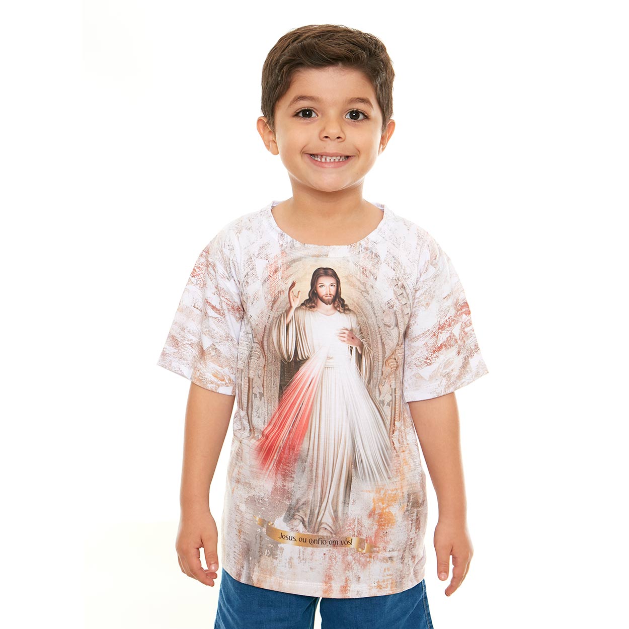 Branco  - Camiseta Infantil Jesus Misericordioso DV11890