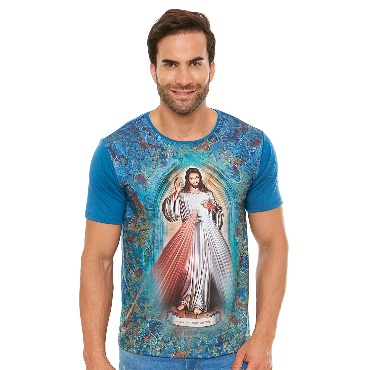 Azul  - Camiseta Jesus Misericordioso DV11901