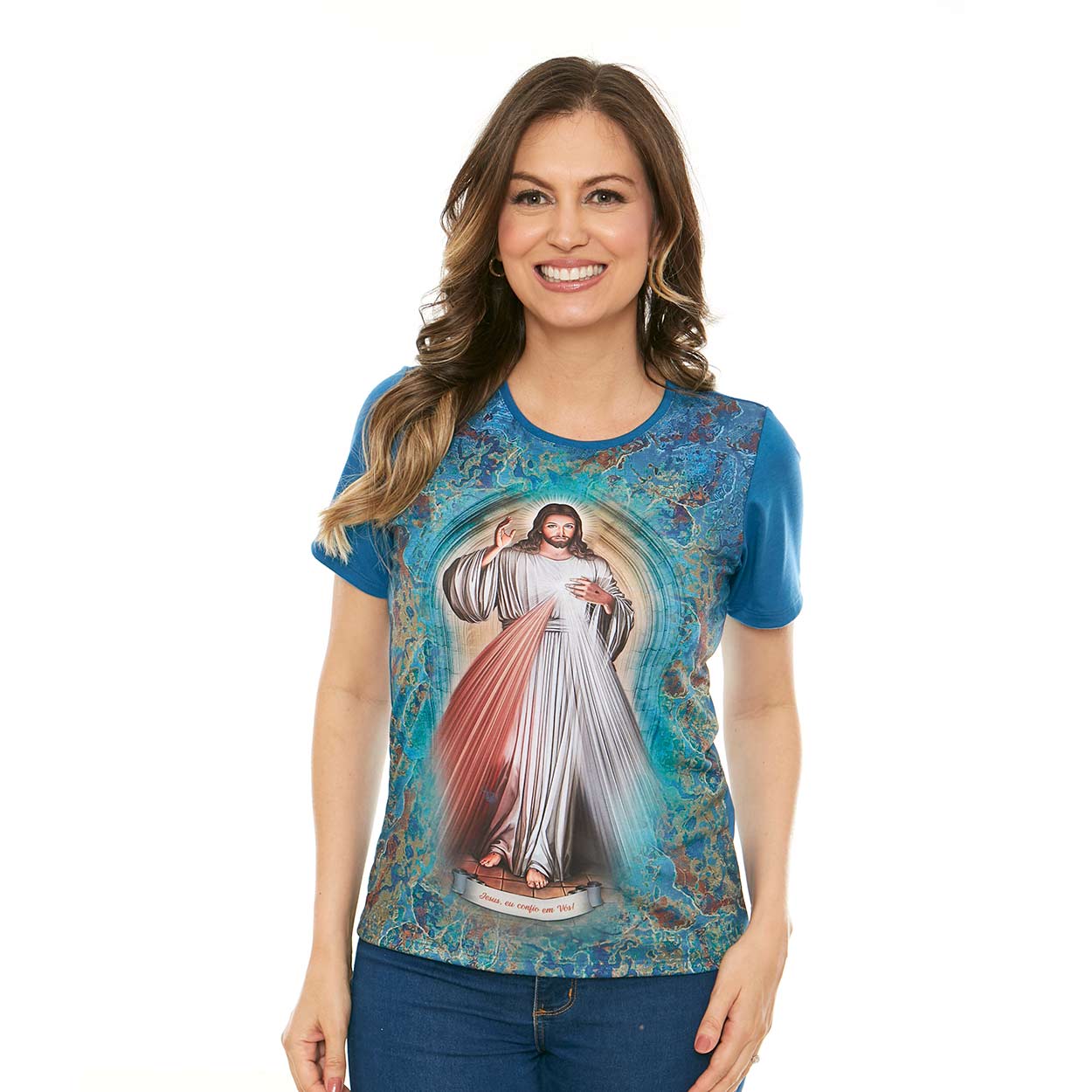 Baby Look Jesus Misericordioso DV11902 - OUTLET - Azul  