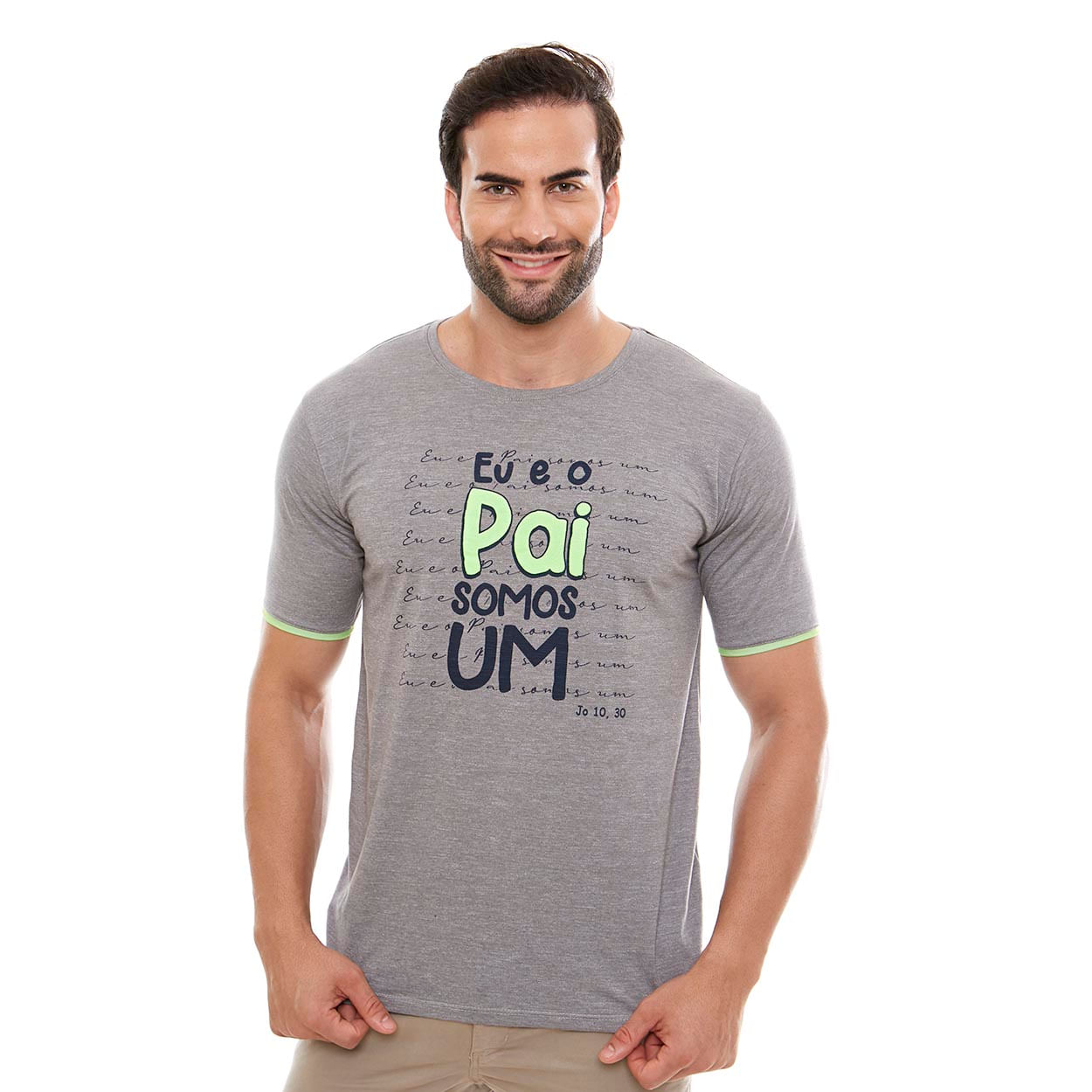 Camiseta Eu e o Pai Somos Um MS9017 - Cinza  