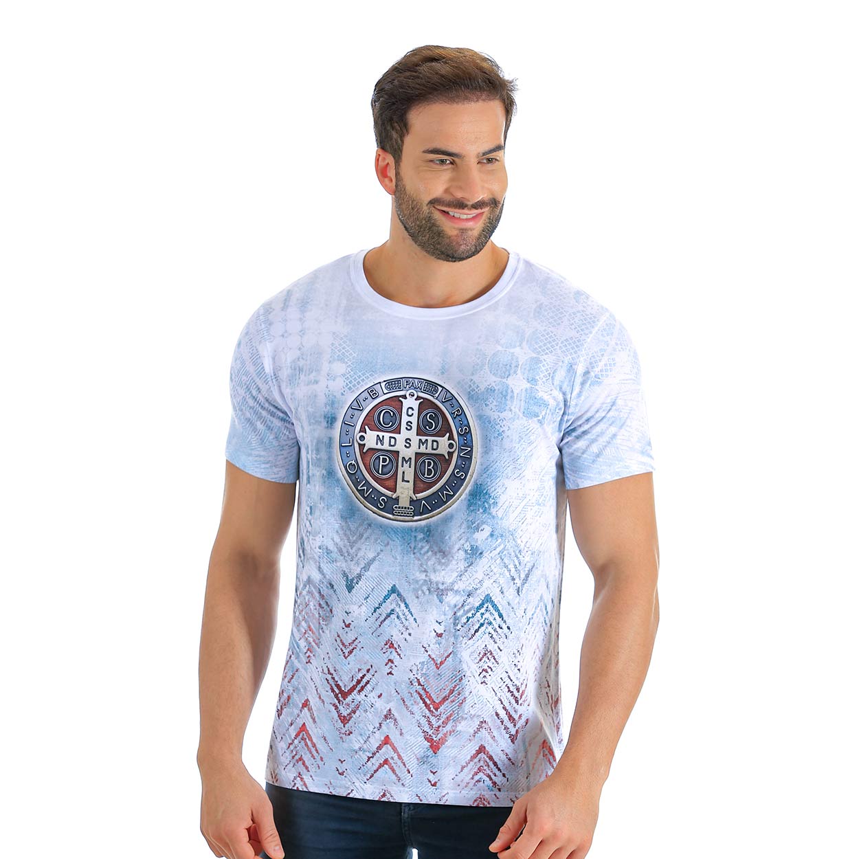 Camiseta Medalha de São Bento DV11777 - Outlet - Branco  