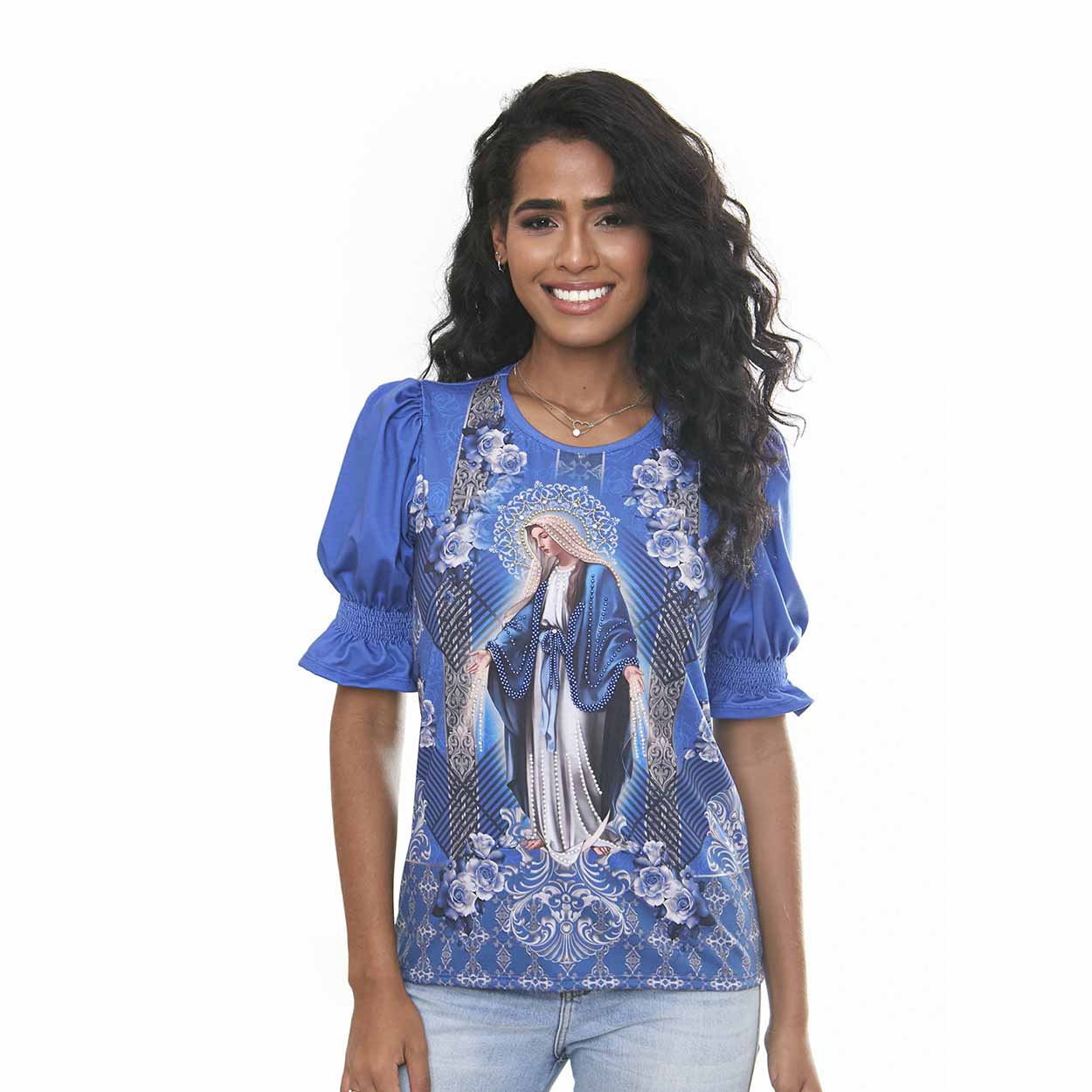 Azul  - Baby Look Nossa Senhora das Graças PR11694