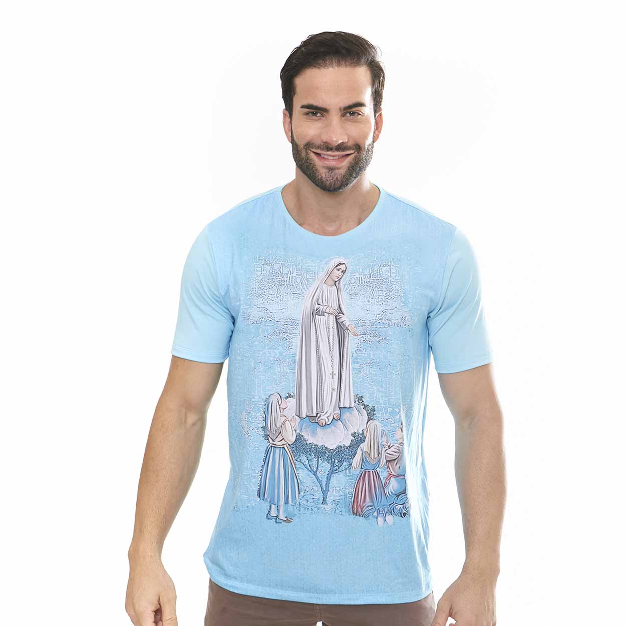 Camiseta Nossa Senhora de Fátima DV12058 - Azul Bebe  