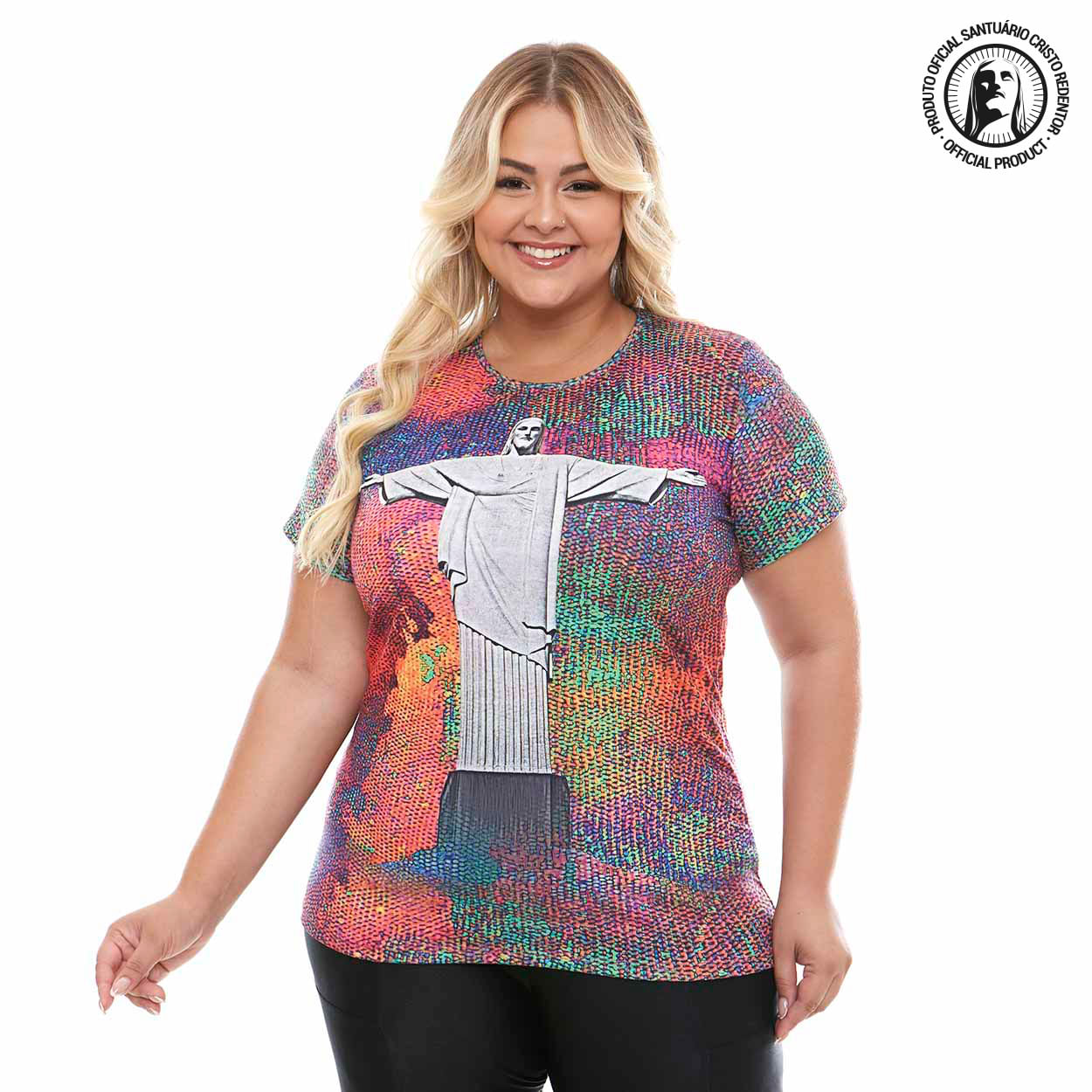 Estampado  - Baby Look Plus Size Cristo Redentor DVP12127