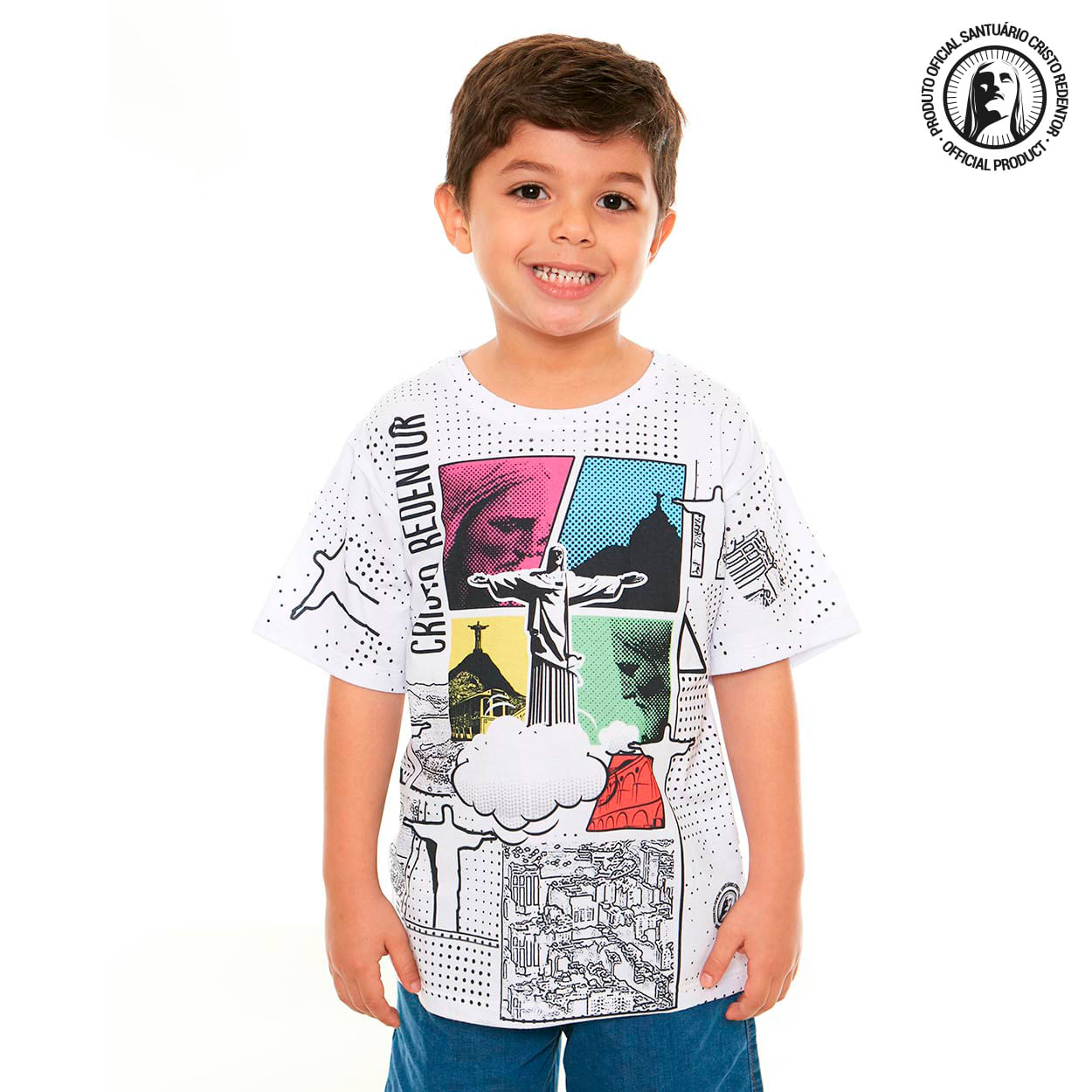 Camiseta Infantil Cristo Redentor DV12036 - Branco  