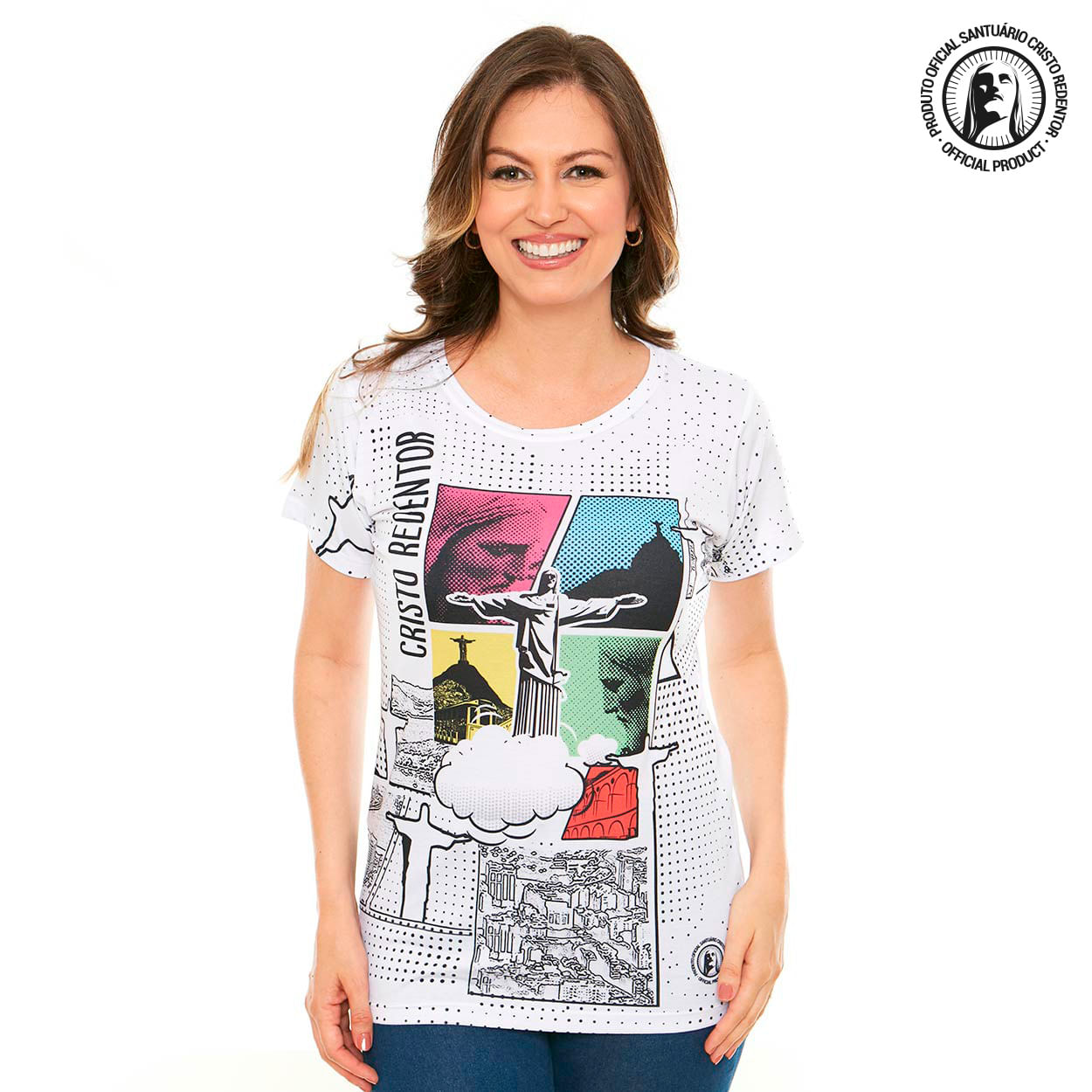 Baby Look Cristo Redentor DV12035 - Branco  