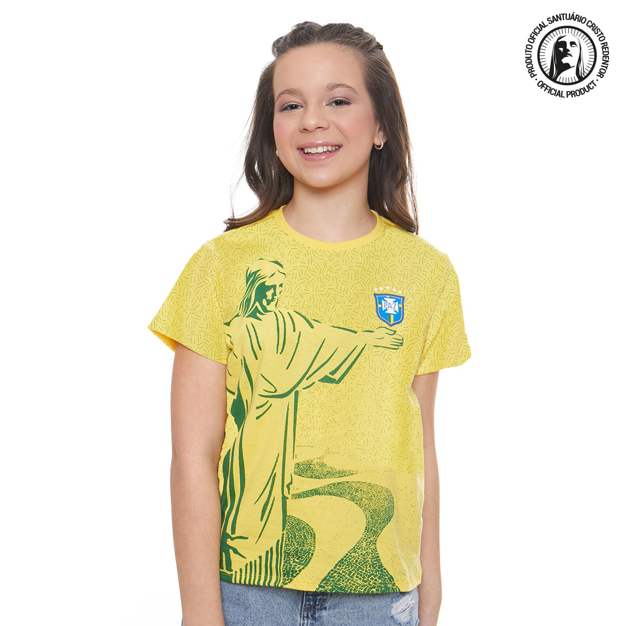 Camiseta Infanto Juvenil Cristo Redentor MS11698 - Amarelo  