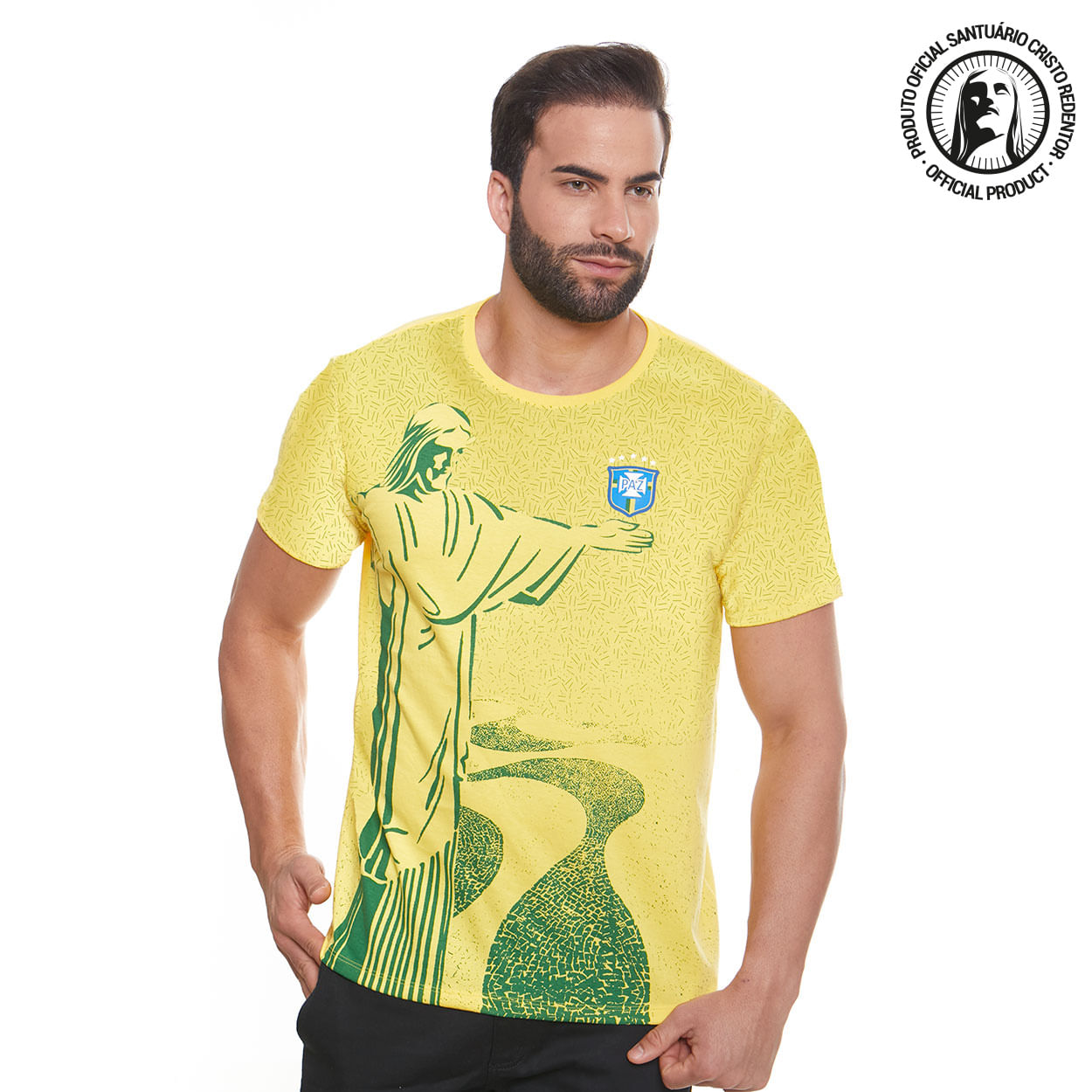 Camiseta Cristo Redentor MS11714 - Amarelo  