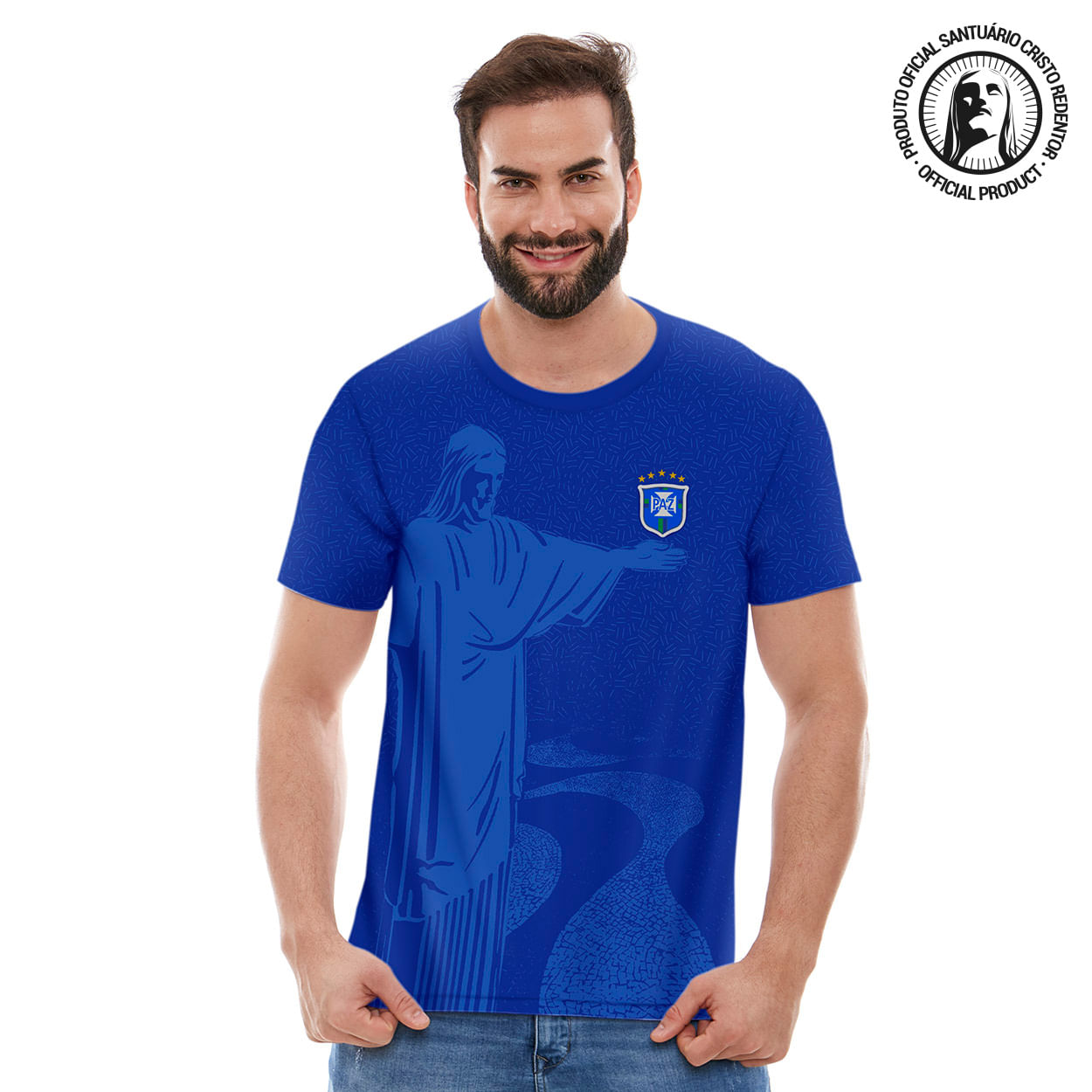 Camiseta Cristo Redentor MS11714 - Azul  