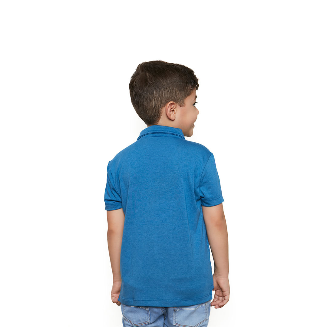 Camiseta Gola Polo infantil medalha de São Bento GMP9680 - Azul  