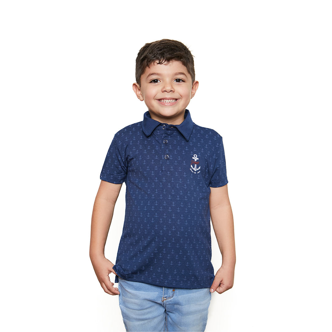 Camiseta Gola Polo infantil Jesus Âncora da alma GMP9683 - Azul Escuro  