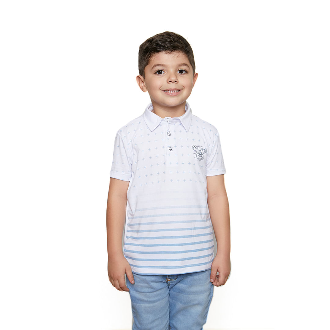 Branco  - Camiseta Gola Polo infantil Espírito Santo GMP9684