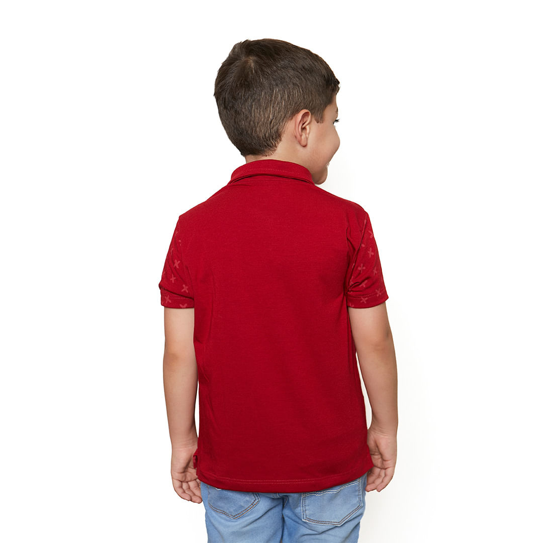 Camiseta Gola Polo infantil Deus cuida de mim GMP9686 - Vermelho cereja  