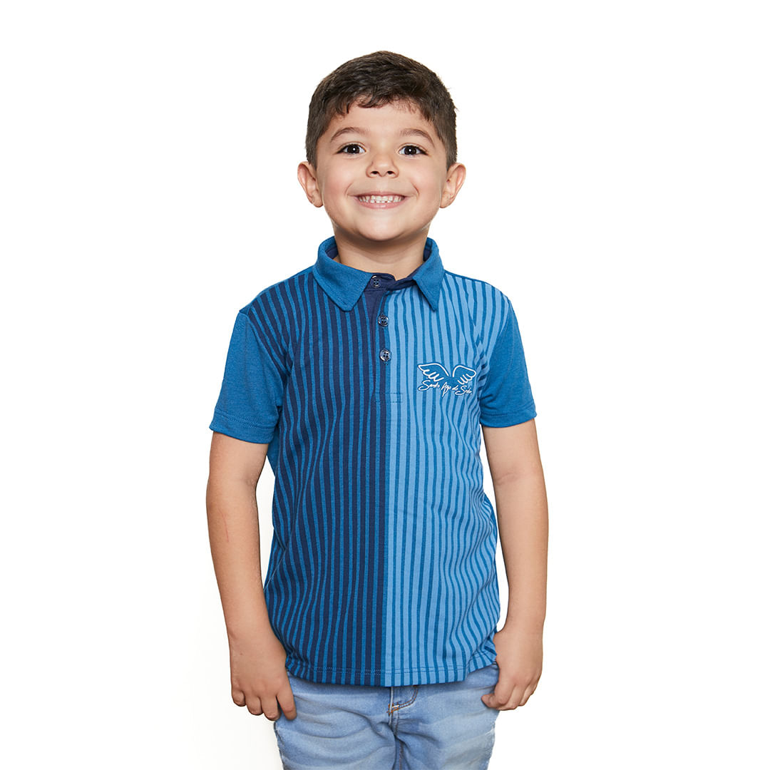 Camiseta Gola Polo infantil Santo Anjo do Senhor GMP9681 - Azul  