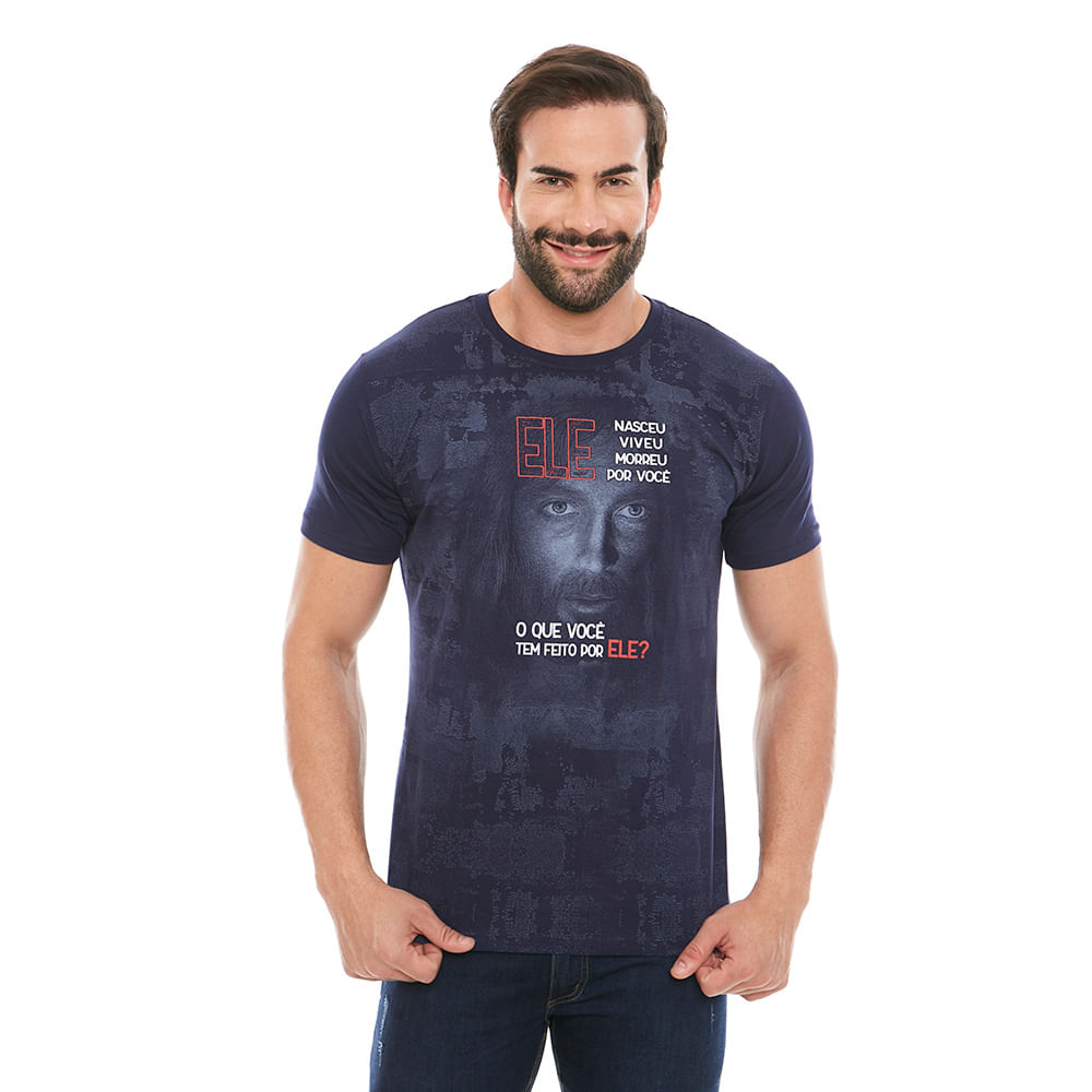 Camiseta Face de Jesus Cristo DV9351 - Azul Marinho  