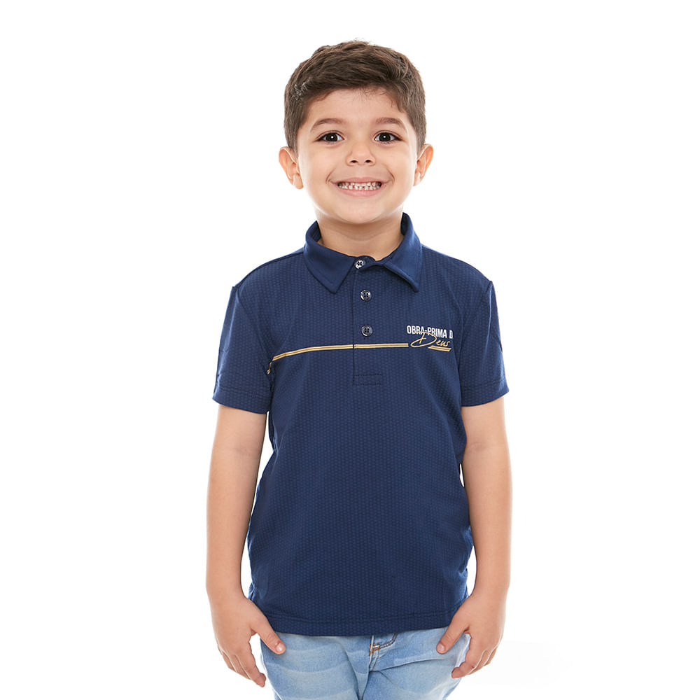 Camiseta Gola Polo infantil Obra-prima de Deus GMP9682 - Azul Escuro  