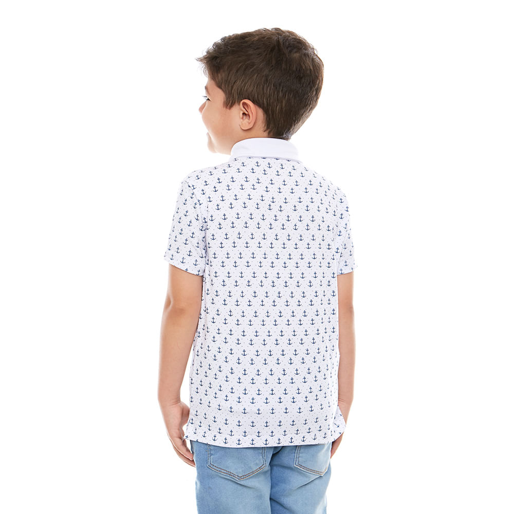 Camiseta Gola Polo infantil Jesus Âncora da alma GMP9683 - Branco  