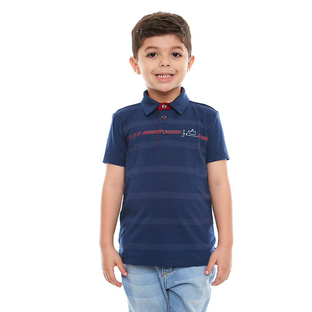 Camiseta Gola Polo infantil Fé GMP9685 - Azul Escuro  