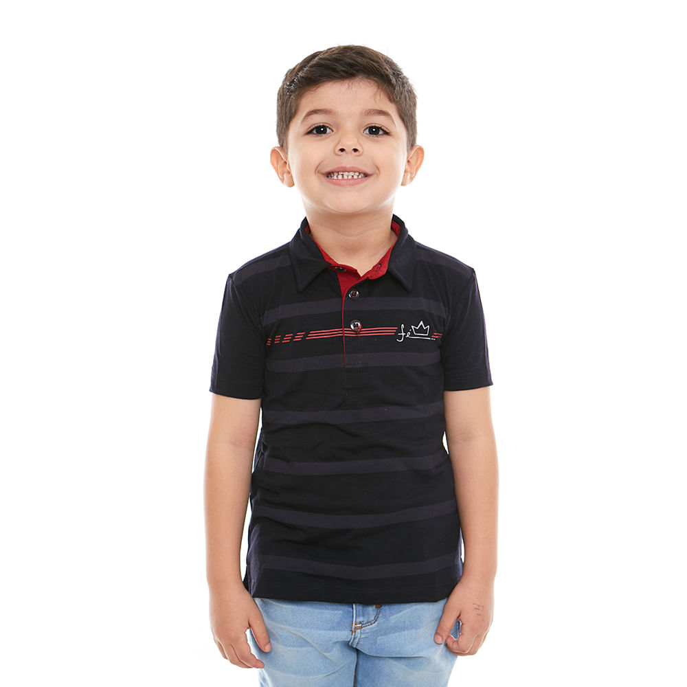 Camiseta Gola Polo infantil Fé GMP9685 - Preto  