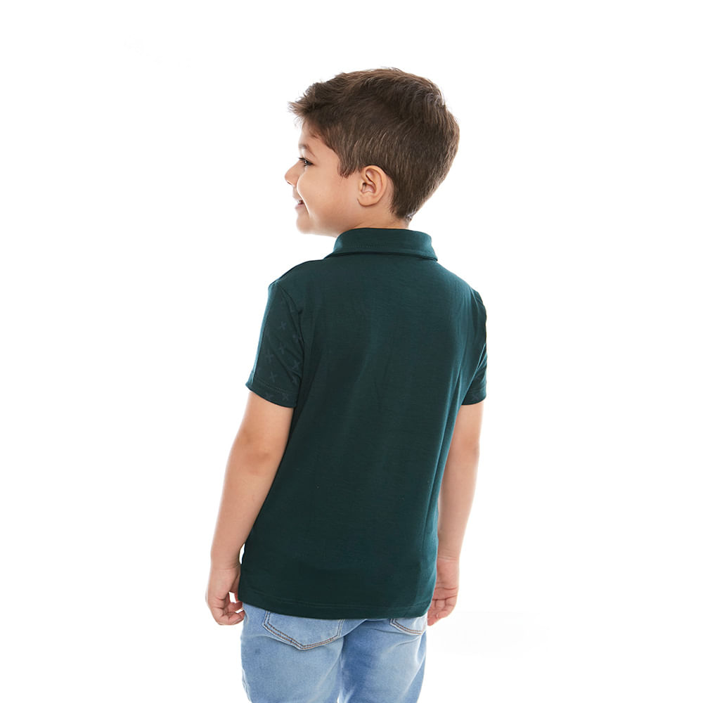 Camiseta Gola Polo infantil Deus cuida de mim GMP9686 - Verde  