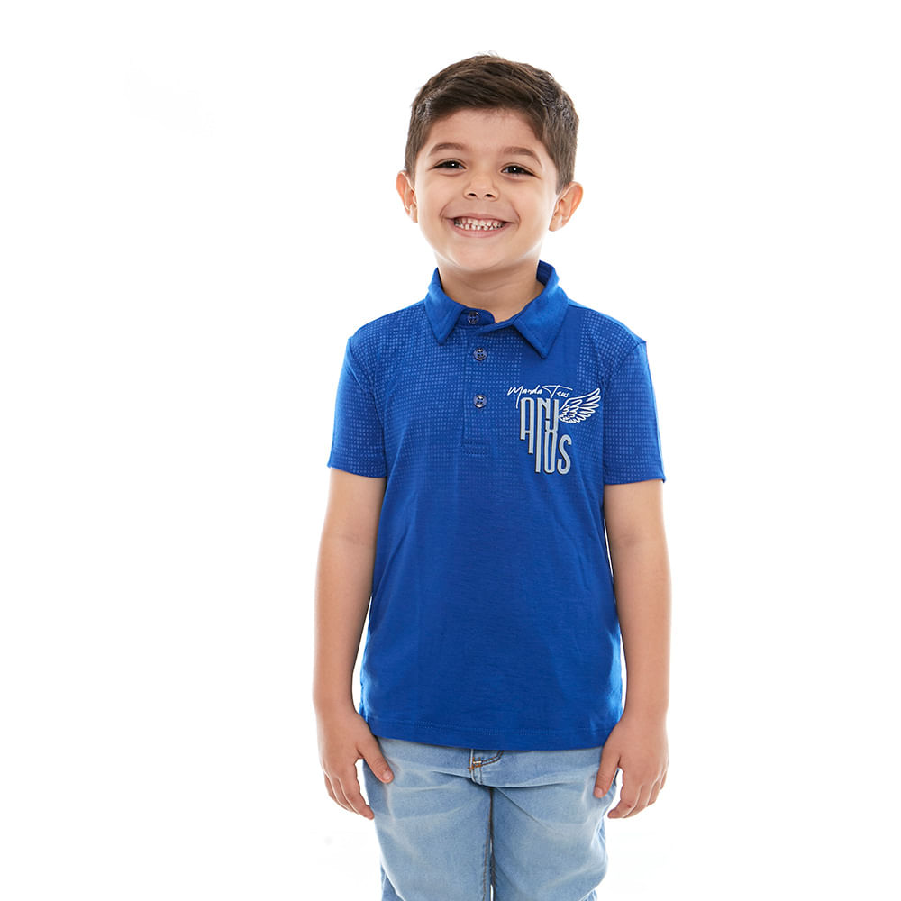 Camiseta Gola Polo infantil Manda teus Anjos GMP9687 - Azul  